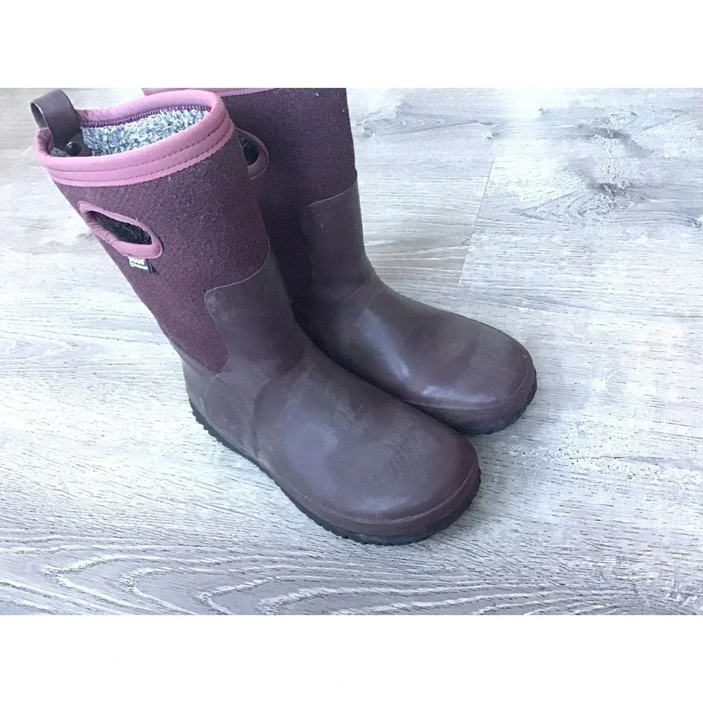 Bogs Youth Girls Size 6 Mauve Crandall Wool Winter Snow Boots 72139 Faux Fur